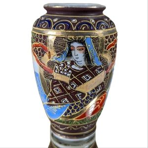 Goldcastle Japanese Moriage Immortals Vintage 50s Hand Painted Vase